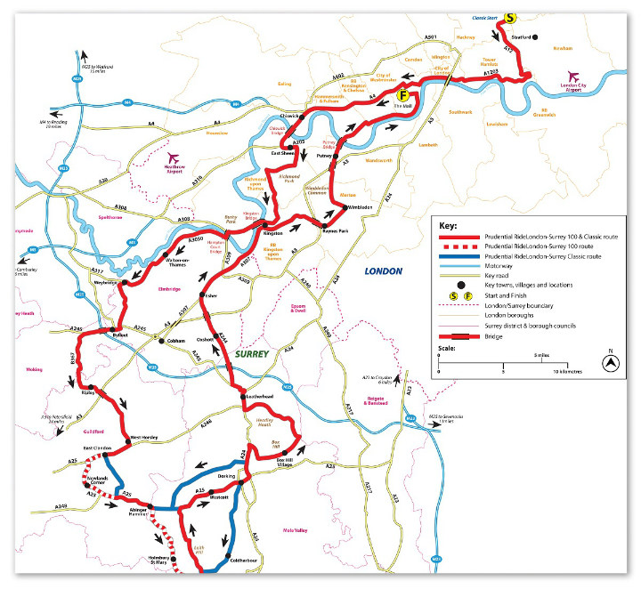 RideLondon-Surrey 100 route