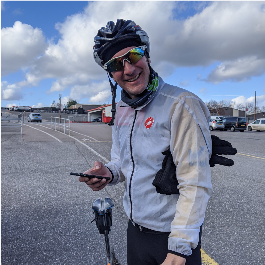 Andy looking happy at the finish of the Kentish Killer