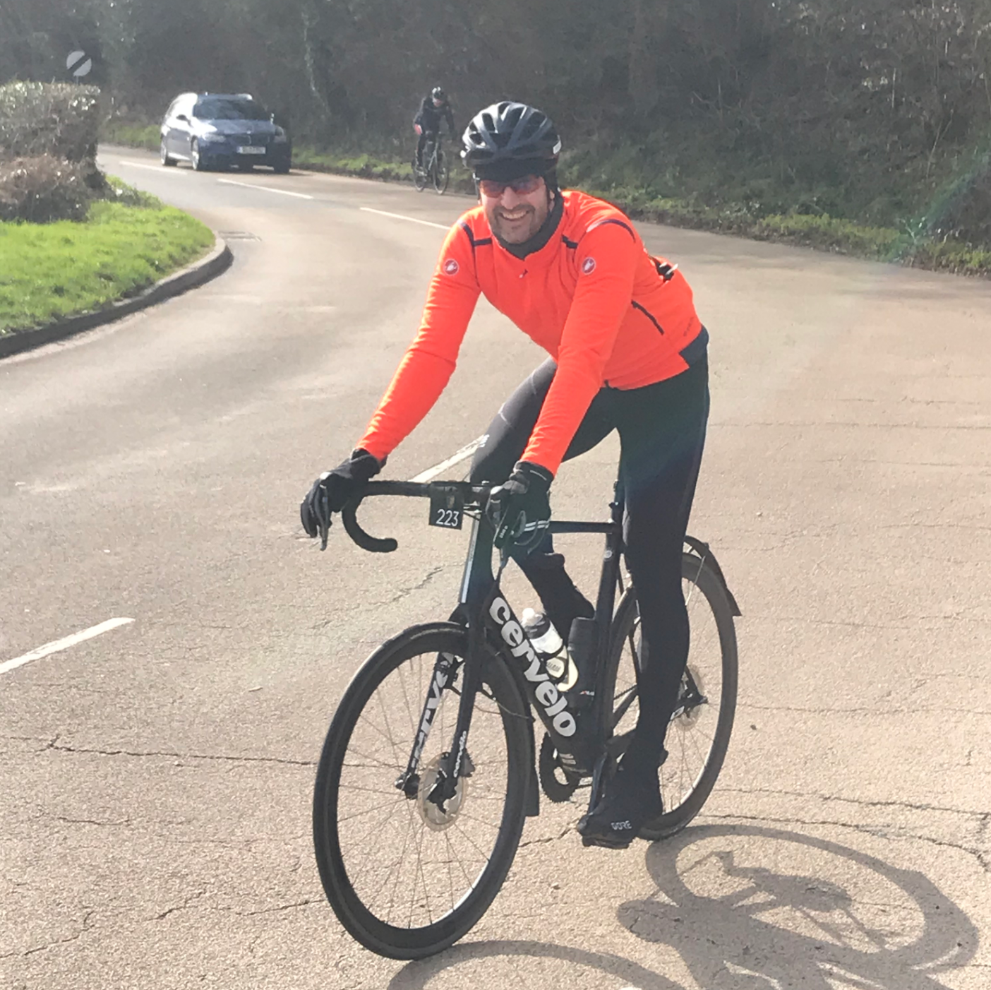 Steve at the top of Ide Hill with a smile on his face