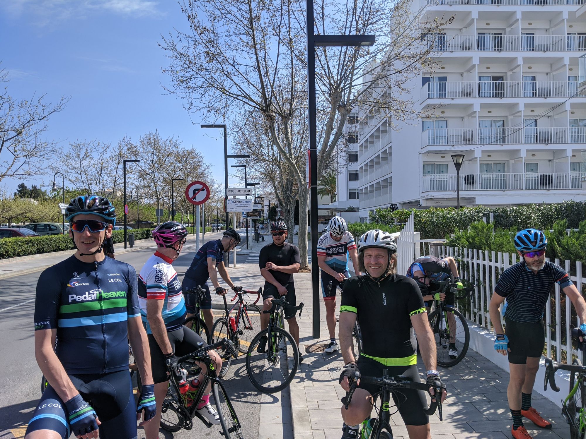 The Mallorca cycling crew gathering before the first day's ride