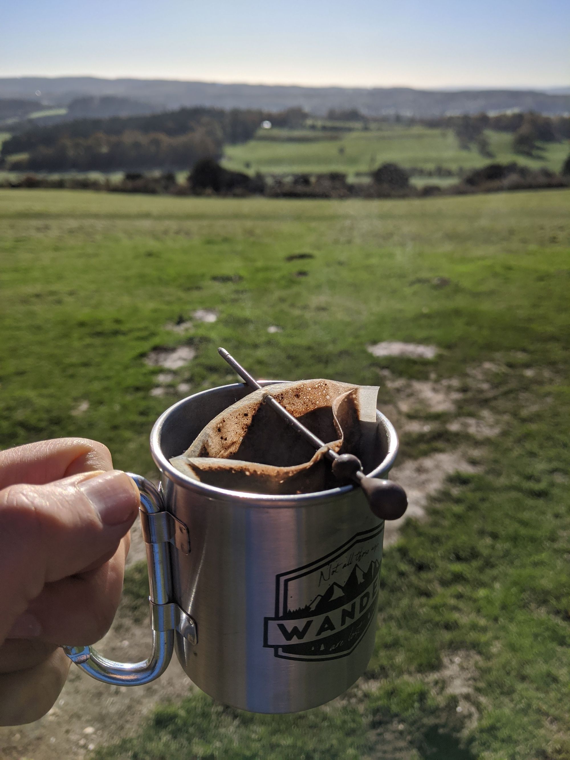 Coffee mug on a bikepacking trip