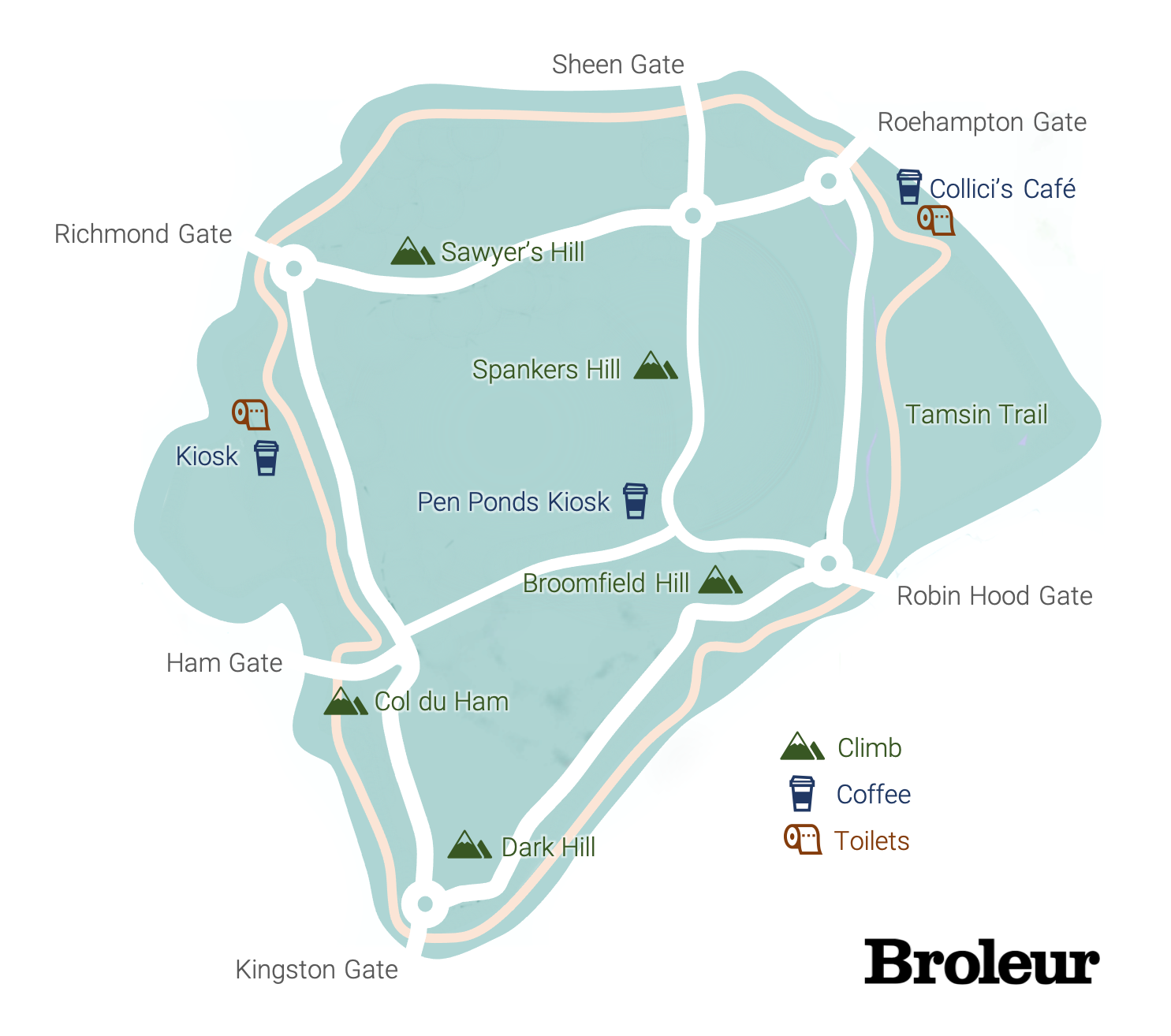 Cycling map of Richmond Park